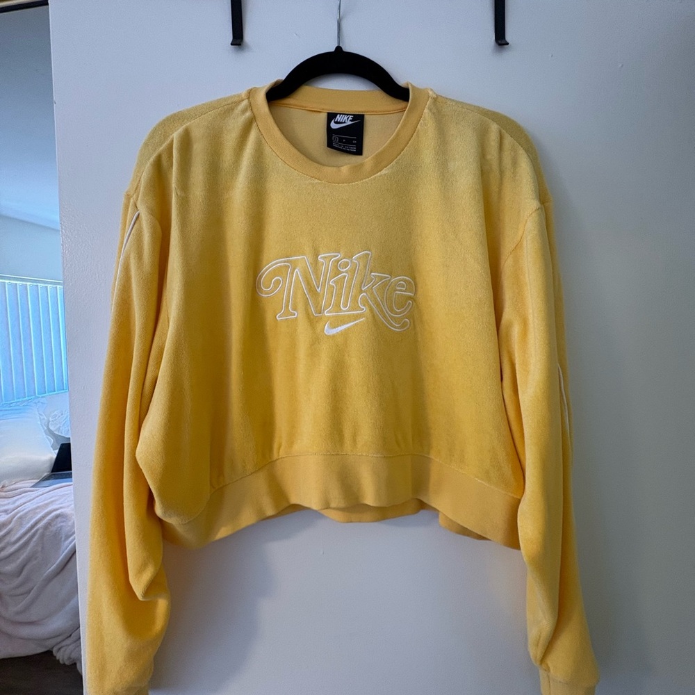 Nike Women's Bright Yellow Cropped Hoodie